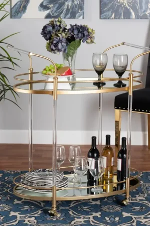 Warranty Included Baxton Studio Nakano Contemporary Glam and Luxe Gold Metal and Mirrore
