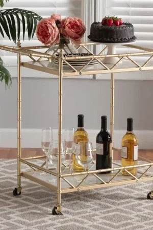 Baxton Studio Mela Contemporary Glam and Luxe Gold Metal and White Mar Budget
