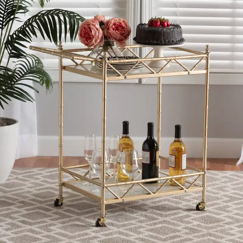 Baxton Studio Mela Contemporary Glam and Luxe Gold Metal and White Mar Budget