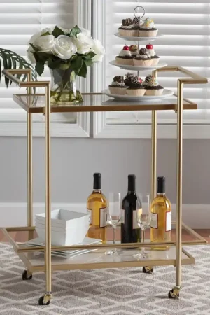 Baxton Studio Louise Contemporary Glam and Luxe Gold Metal and White M Direct From Factory