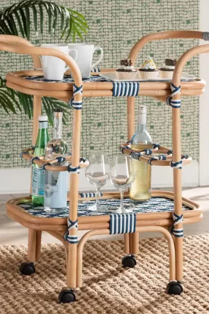 No Minimum Order Baxton Studio bali and pari Chasca Modern Bohemian Blue and White Weav