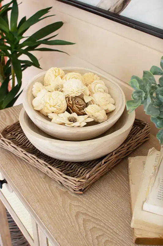 Set Of Two Hand Carved Round Wooden Bowls (Min 2) By Kalalou Affordable