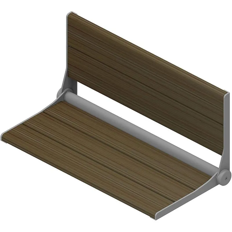 Modern Invisia SerenaSeat 32" ADA Ash Stained Bamboo With Black Frame Fold Down Shower Seat