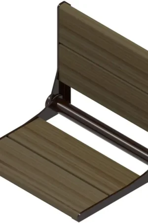 Exclusive Invisia 18" Rectangle Honey Stained Bamboo Wall-Mounted SerenaSeat Fold Down Shower Seat With Oil Rubbed Bronze Frame