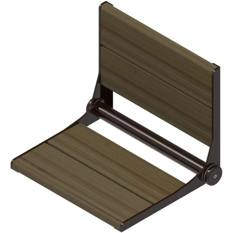 Exclusive Invisia 18" Rectangle Honey Stained Bamboo Wall-Mounted SerenaSeat Fold Down Shower Seat With Oil Rubbed Bronze Frame