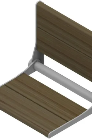 Limited Offer Invisia 18" Rectangle Ash Stained Bamboo Wall-Mounted SerenaSeat Fold Down Shower Seat With Matte White Frame