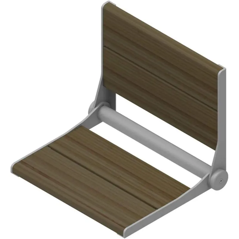 Limited Offer Invisia 18" Rectangle Ash Stained Bamboo Wall-Mounted SerenaSeat Fold Down Shower Seat With Matte White Frame