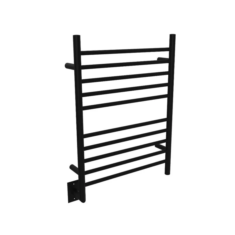 Amba Radiant Straight 10-Bar Matte Black Left Hardwired Towel Warmer Premium
