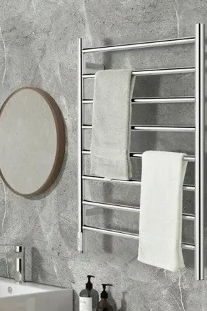 Costway 8-Bar Wall Mounted Towel Warmer Stainless Steel Towel Rack Viral