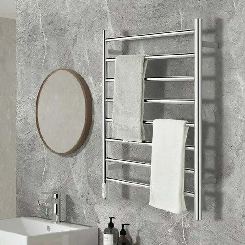 Costway 8-Bar Wall Mounted Towel Warmer Stainless Steel Towel Rack Viral