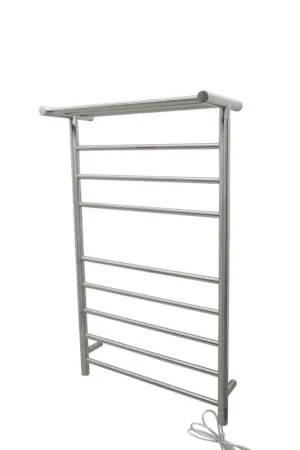 ANZZI Eve Series 8-Bar Stainless Steel Wall-Mounted Electric Towel Warmer Rack With Top Shelf in Brushed Nickel Finish Markdown