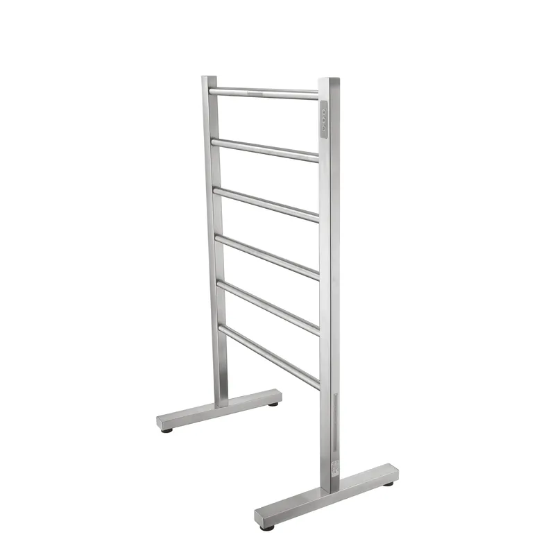 Last Chance ANZZI Kiln Series 6-Bar Brushed Nickel Stainless Steel Floor Mounted Electric Towel Warmer Rack