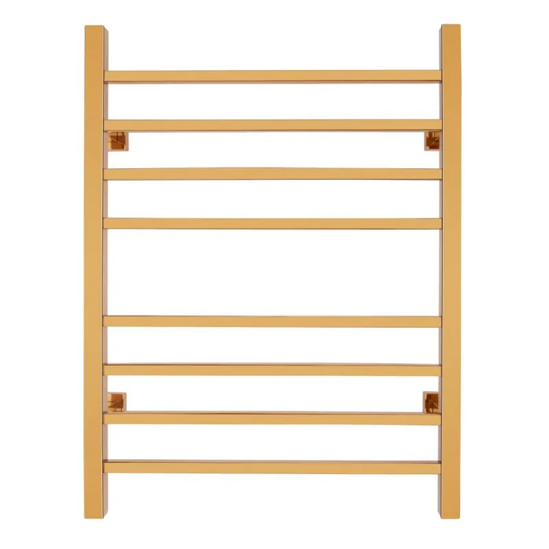 WarmlyYours Sierra 24" x 32" Polished Gold Stainless Steel Wall-Mounted 8-Bar Dual Connection Hardwired or Plug-In Towel Warmer Editor’s Pick