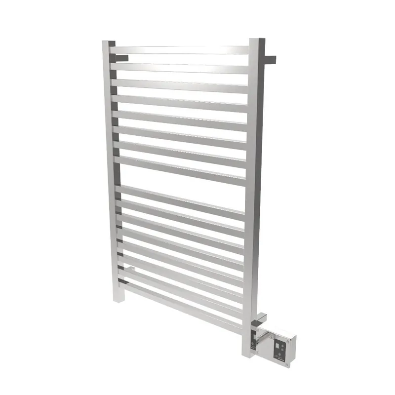Amba Quadro 28" x 42" 16-Bar Polished Stainless Steel Hardwired Towel Warmer With Digital Heat Controller Viral