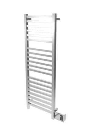 Viral Amba Quadro 20" x 54" 20-Bar Polished Stainless Steel Hardwired Towel Warmer With Digital Heat Controller