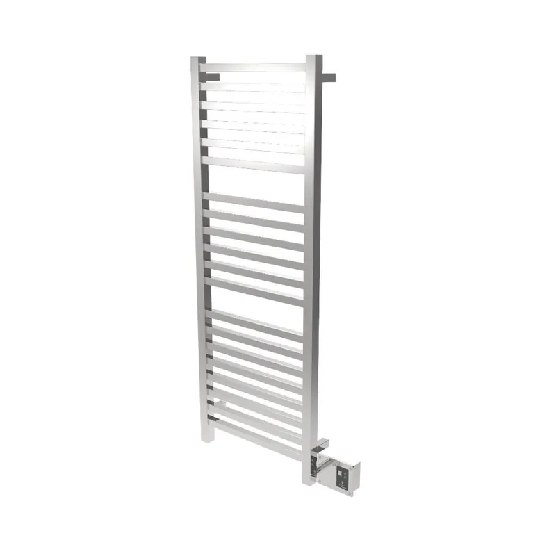 Viral Amba Quadro 20" x 54" 20-Bar Polished Stainless Steel Hardwired Towel Warmer With Digital Heat Controller