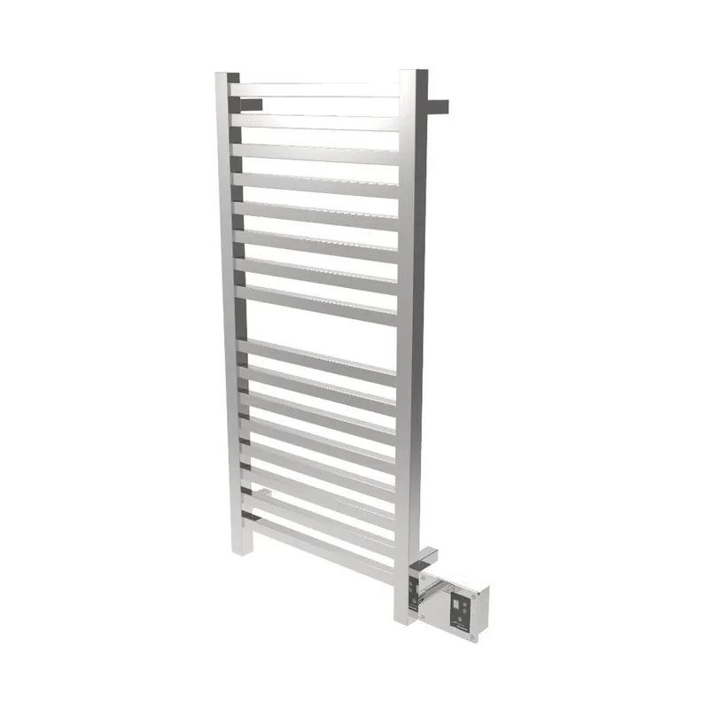 Weekend Sale Amba Quadro 20" x 42" 16-Bar Polished Stainless Steel Hardwired Towel Warmer With Digital Heat Controller