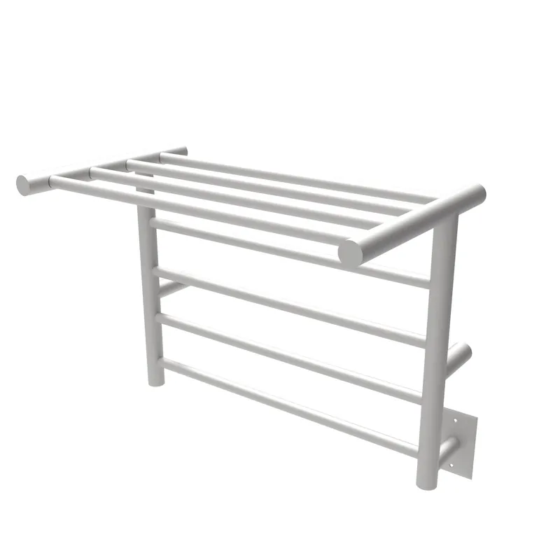 Direct From Factory Amba Radiant Shelf 8-Bar Brushed Stainless Steel Hardwired and Plug-In Combo Towel Warmer