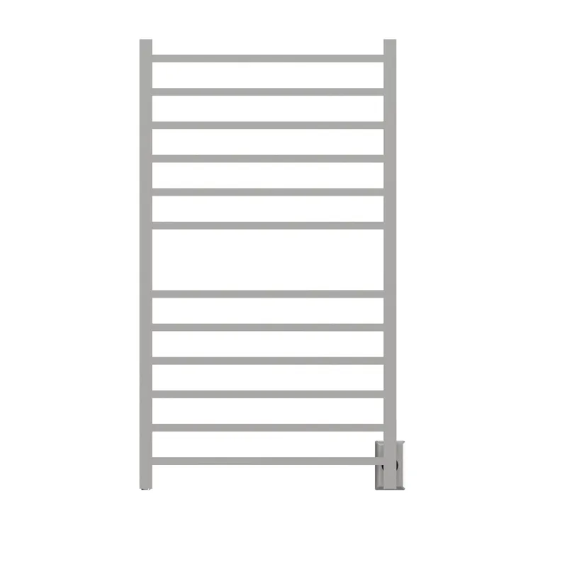 Limited Edition Amba Radiant Large Square 12-Bar Brushed Stainless Steel Hardwired and Plug-in Combo Towel Warmer