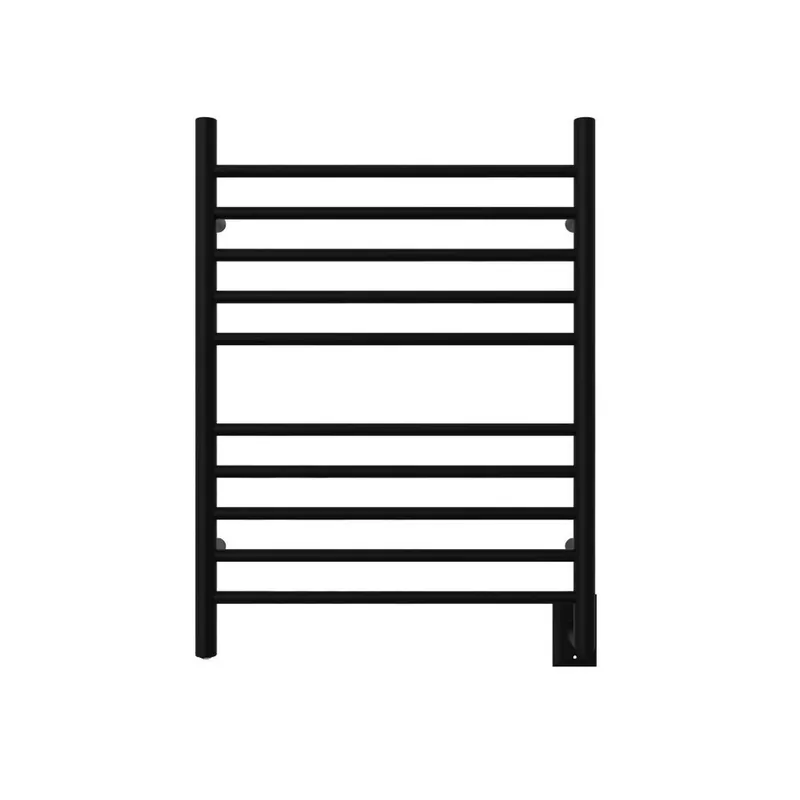 Limited Edition Amba Radiant Straight 10-Bar Matte Black Hardwired and Plug-In Combo Towel Warmer