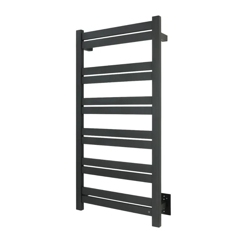 WarmlyYours Grande 12 21" x 41" Matte Black Stainless Steel Wall-Mounted 12-Bar Hardwired Towel Warmer Fast Shipping