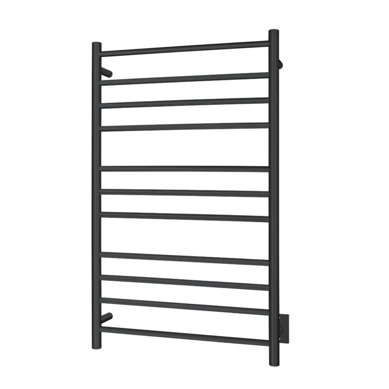 Best Seller WarmlyYours Malta 25" x 42" Matte Black Stainless Steel Wall-Mounted 11-Bar Hardwired Towel Warmer