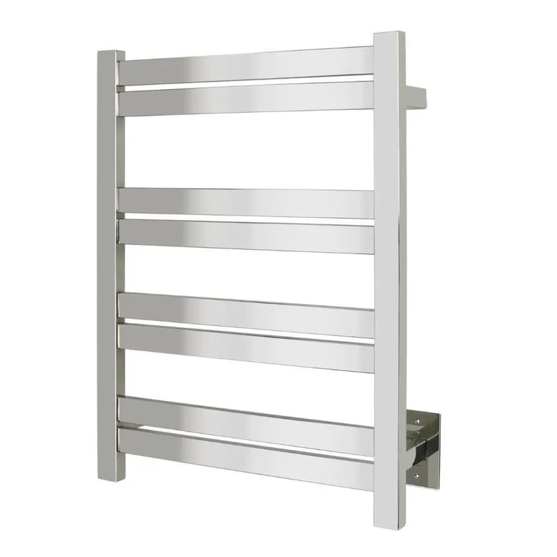 No Minimum Order WarmlyYours Maple 8 20" x 28" Polished Stainless Steel Wall-Mounted 8-Bar Hardwired Towel Warmer