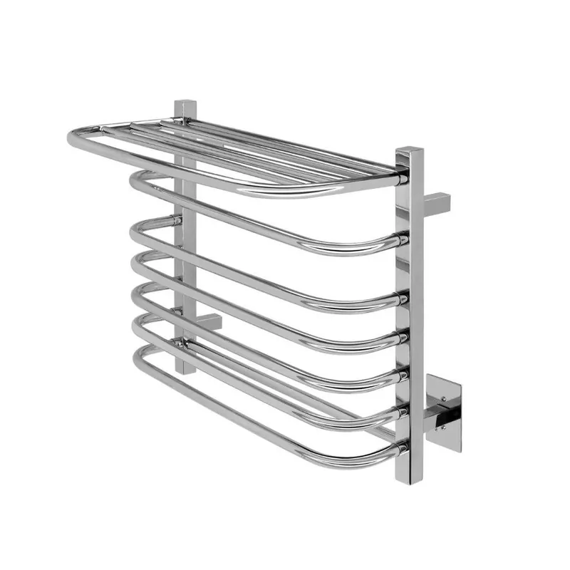 WarmlyYours Vancouver 24" x 20" Polished Stainless Steel Wall-Mounted 6-Bar Hardwired Towel Warmer Fan Favorite