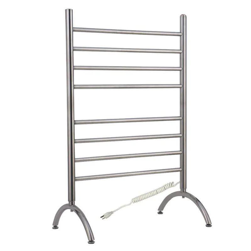 Markdown WarmlyYours Barcelona 24" x 37" Brushed Stainless Steel Wall-Mounted 8-Bar Plug-In Towel Warmer