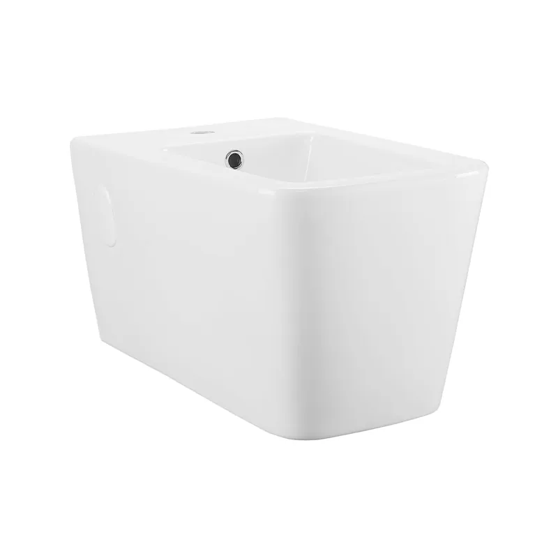Swiss Madison Concorde 22" x 14" Glossy White Square Wall-Hung Bidet With Single Faucet Hole and Chrome Overflow Cover Low Price