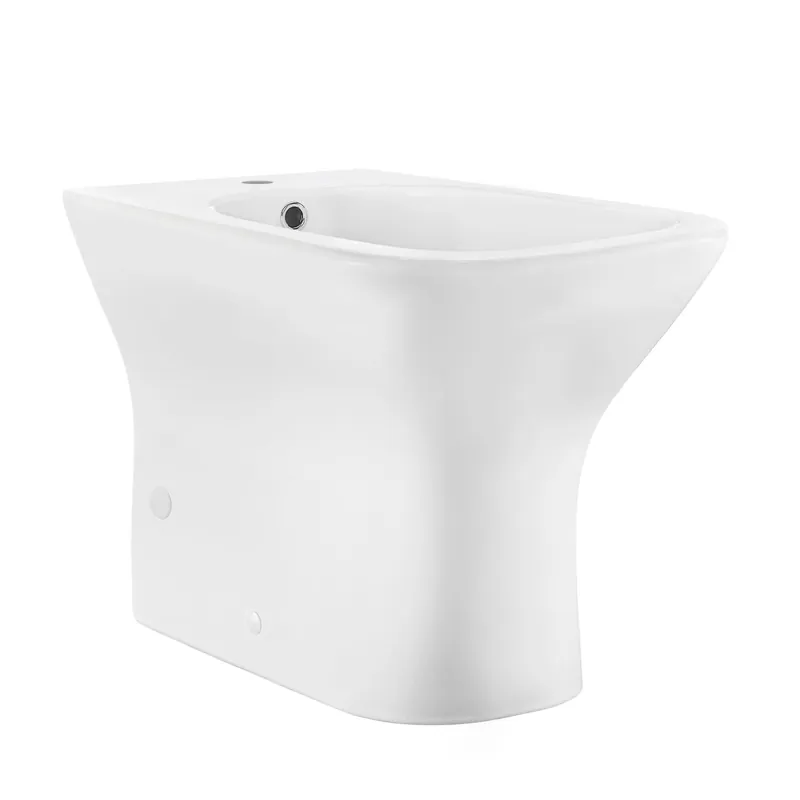 Swiss Madison Carré 22" x 14" Glossy White Square Back-To-Wall Bidet With Single Faucet Hole and Chrome Overflow Cover Trusted Brand
