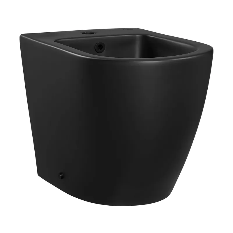 Swiss Madison St. Tropez 22" x 16" Matte Black Elongated Back-To-Wall Bidet With Single Faucet Hole and Matte Black Overflow Cover Certified