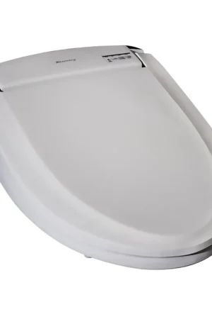 Special Discount Blooming NB-R1063-EW White On-Demand Electronic Heating System Elongated Bidet Seat With Silver Edition Large Remote Control and LED Night Light