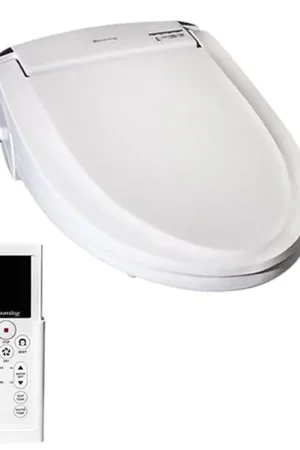 Same Day Shipping Blooming NB-R1063-RW White On-Demand Electronic Heating System Round Bidet Seat With Standard Small Remote Control and LED Night Light