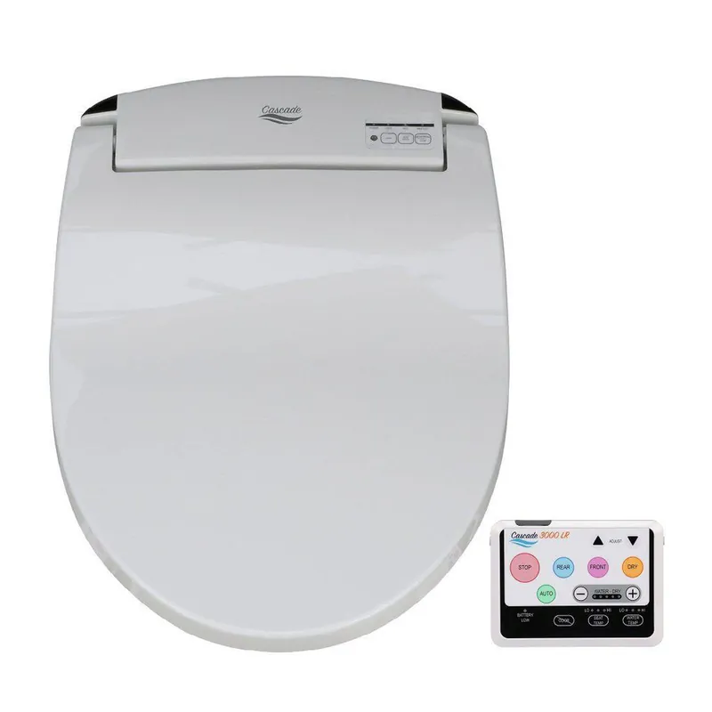 Secure Checkout Dignity Solutions Cascade 3000 19" Round White Electric Bidet Toilet Seat With Large Remote Control