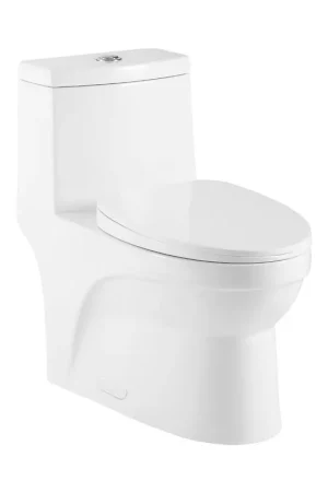 Fan Favorite Ratel 15" x 28" White Gloss One-Piece Dual-Flush Floor-Mounted ADA-Compliant Toilet With Soft-Close Seat