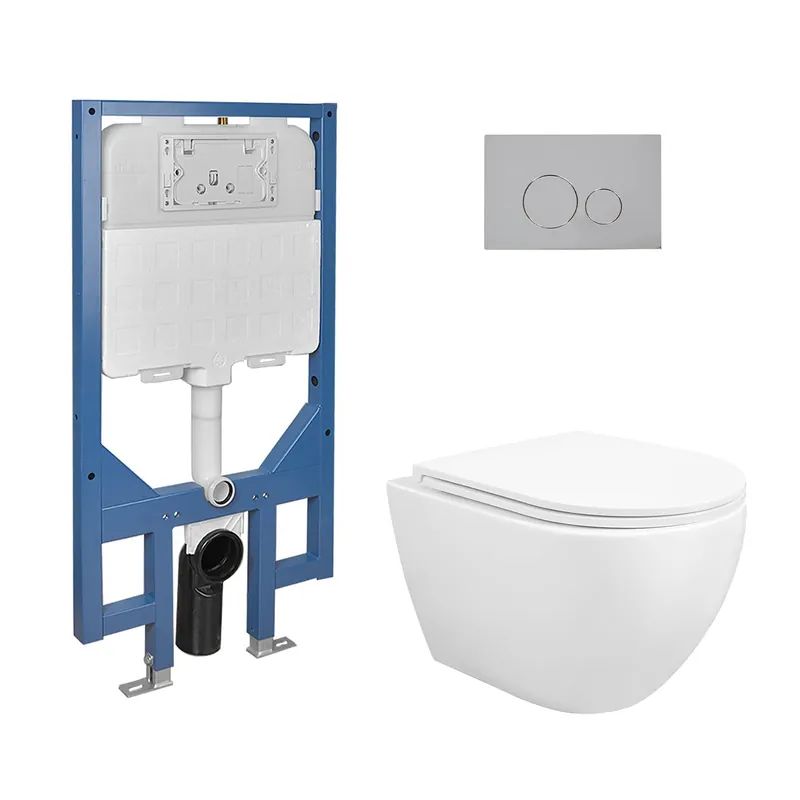 DeerValley Liberty 1.1/1.6GPF Siphon Flushing Elongated White Wall-Mounted Toilet With Concealed In-Wall Toilet Tank Best Seller