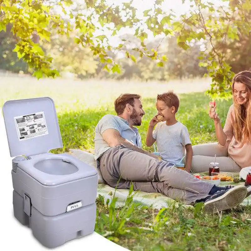 Editor’s Pick Costway 5.3 Gallon Gray Portable Toilet with Waste Tank and Built-in Rotating Spout