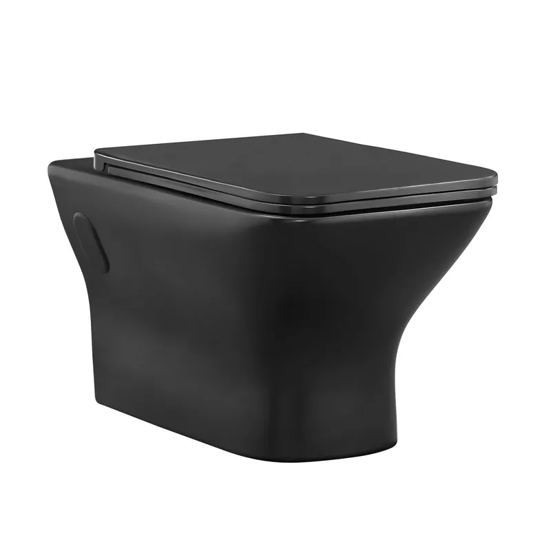 Fresh Stock Swiss Madison Carré 14" x 15" Matte Black Elongated Square Wall-Hung Toilet Bowl