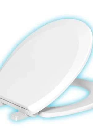 Evekare Night Glow Toilet Seat Soft Closing, Round With Blue Glow Wholesale