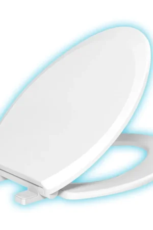 Evekare Night Glow Toilet Seat Soft Closing, Elongated with Blue Glow Free Shipping