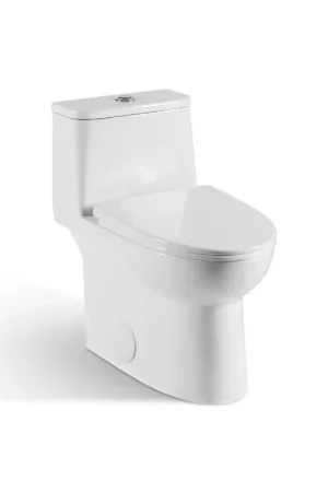 Ratel 15" x 28" White Gloss One-Piece Dual-Flush Floor-Mounted Toilet With Soft-Close Seat Premium