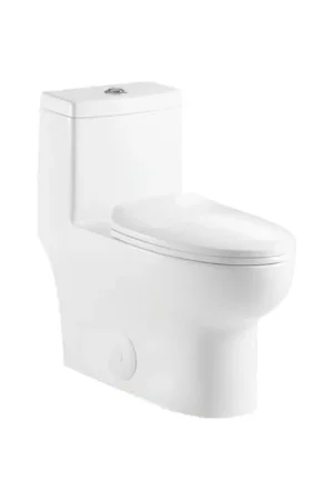 Ratel 14" x 28" White Gloss One-Piece Dual-Flush Floor-Mounted Toilet With Soft-Close Seat Trusted Brand