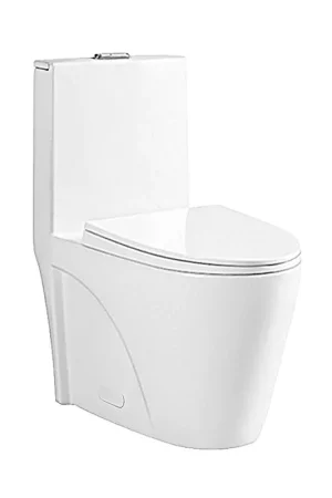 Budget Ratel 15" x 31" White Gloss One-Piece Dual-Flush Floor-Mounted Toilet With Soft-Close Seat