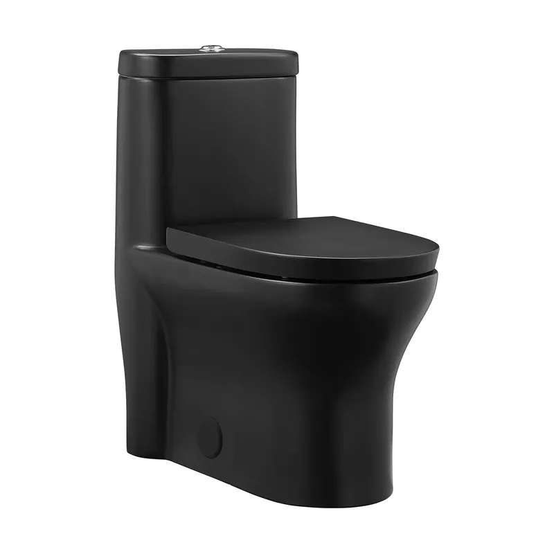 Swiss Madison Monaco 15" x 30" Matte Black One-Piece Elongated Floor Mounted Toilet With 1.1/1.6 GPF Dual-Flush Function Luxury