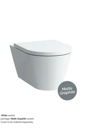 Bargain Laufen Kartell 15" x 14" Matte Graphite Dual-Flush Washdown Rimless Wall-Mounted Toilet