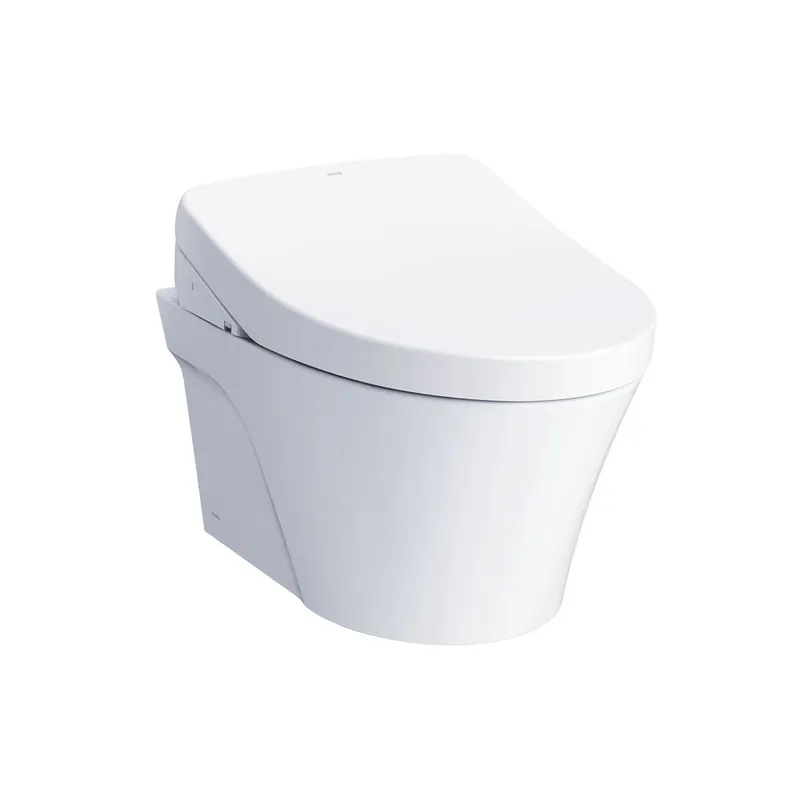 Weekend Sale TOTO AP White Elongated Wall-Mounted 1.28 GPF & 0.9 GPF Dual-Flush Toilet With Washlet+ S550E and Matte Silver Push Plate
