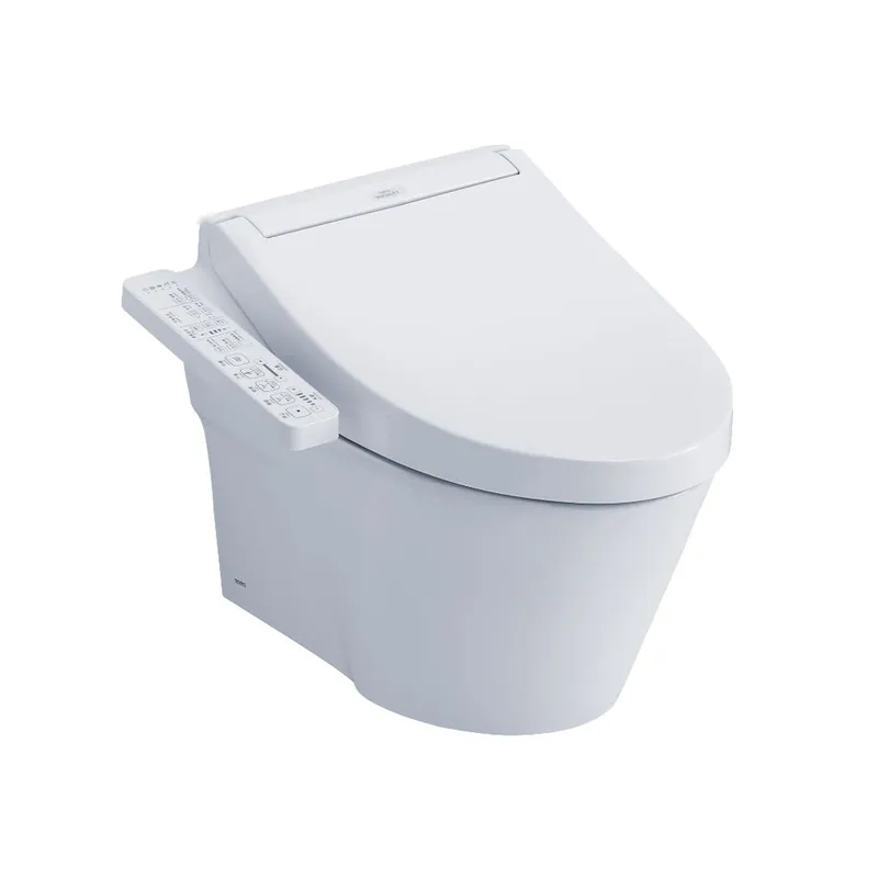TOTO AP White Elongated Wall-Mounted 1.28 GPF and 0.9 GPF Dual-Flush Toilet With Washlet+ C2 and Matte Silver Push Plate Secure Checkout