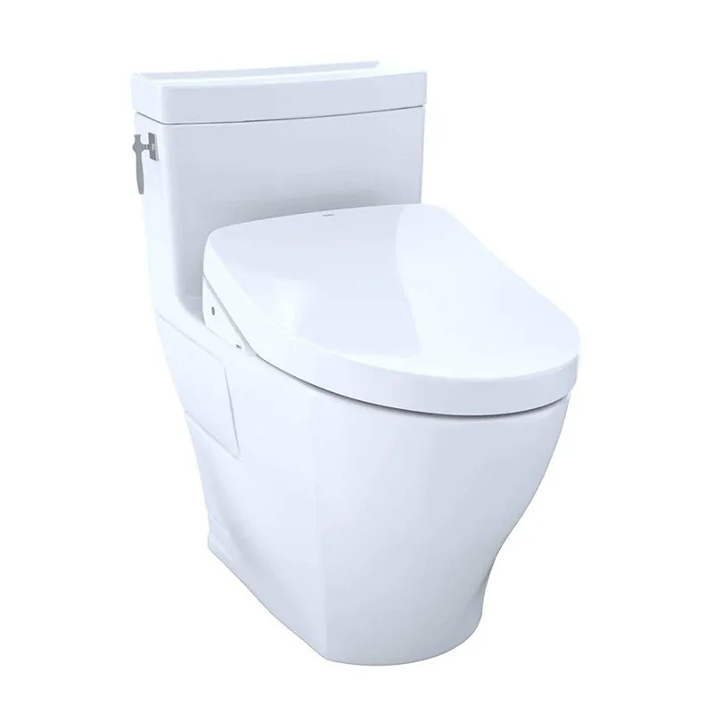 Bargain TOTO Aimes 1.28 GPF Cotton One-Piece Elongated Toilet With WASHLET+ S500e