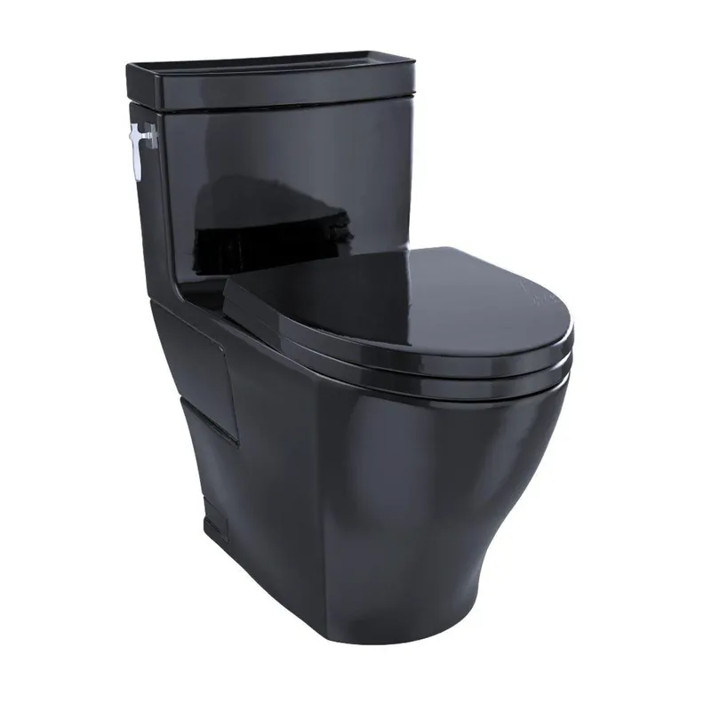 TOTO Aimes 1.28 GPF Ebony ADA Elongated One-Piece Toilet With Washlet+ Connection Fresh Stock